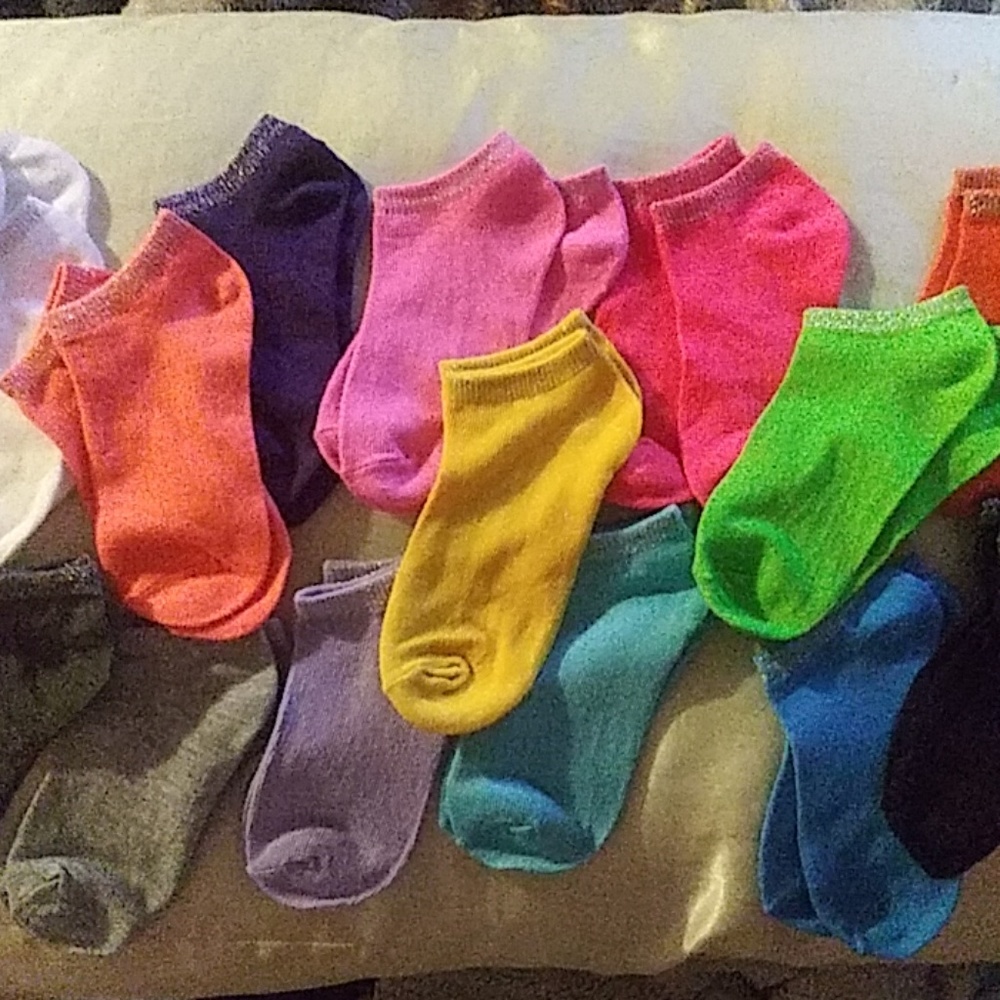 Multi Colour Ankle Socks with Glitter